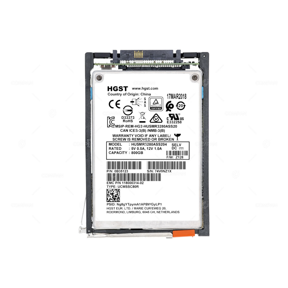 005052270 EMC 800GB 2.5 SFF 12G SAS CACHE SSD FOR DATADOMAIN HUSMR3280ASS204, 0B35123, 118000314-02